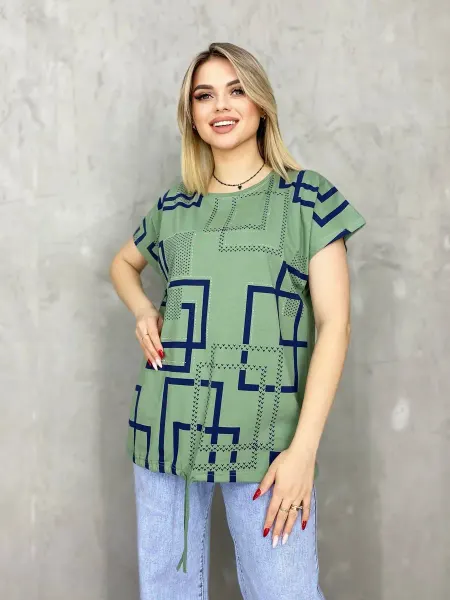 T FASHION Футболка летняя оверсайз с принтом хлопок