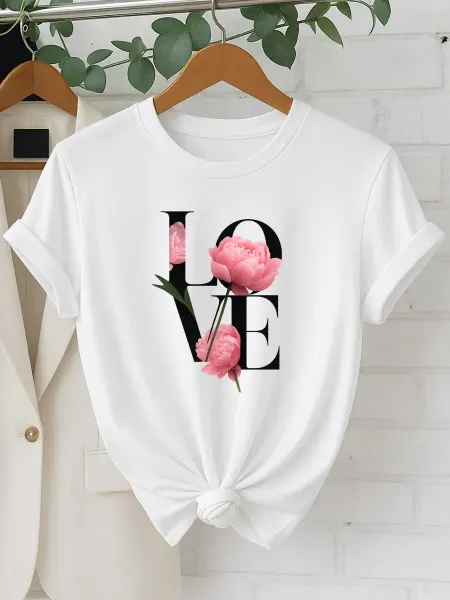 Univeles Белая женская футболка с принтом Love
