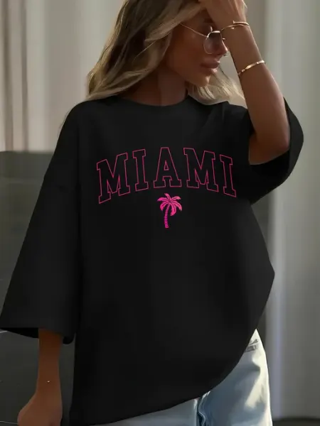 SOQ WAY Футболка оверсайз с принтом Miami