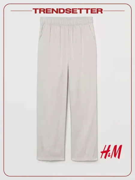 H&M Брюки широкие с высокой посадкой на резинке вискоза