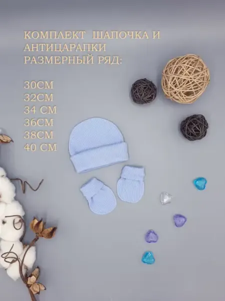 Littlebloom Комплект шапочка и царапки для новорожденных