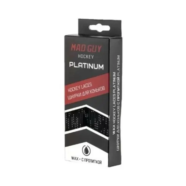 Шнурки для коньков с пропиткой Mad Guy Platinum черные/белые (305)