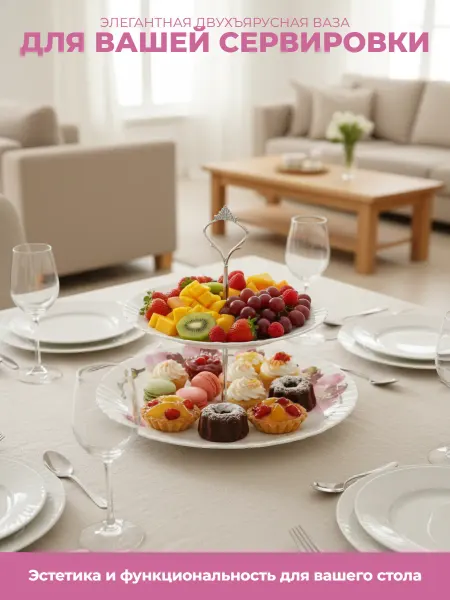 Beautiful Dishes Ваза для фруктов 2-х ярусная "Орхидея"