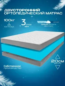 Беспружинный ортопедический односпальный детский матрас 70х190 см VITAFLEX Anatomic Luх Tricot , ППУ, двусторонний, с ручками, в рулоне
