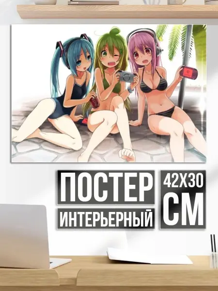 Плакат постер Аниме девушки играют