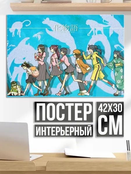 Плакат постер Аниме Девушки Силуэты