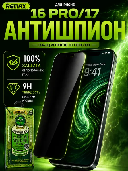 Противоударное защитное стекло Антишпион Remax Glass GL-27 для Apple Iphone 16Pro/17