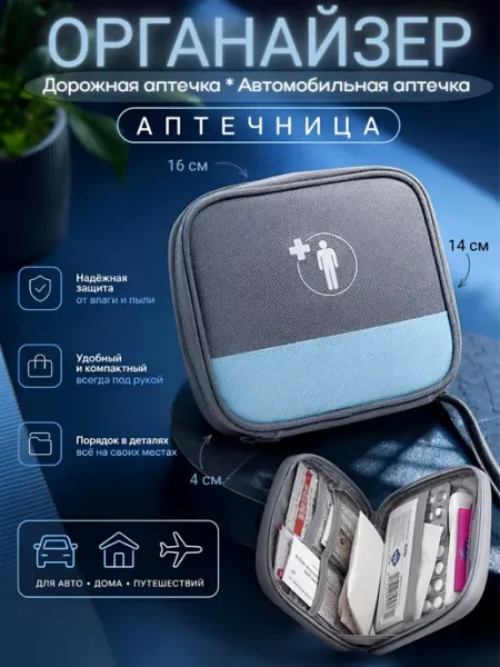 Маленькая дорожная аптечка для хранения лекарств
