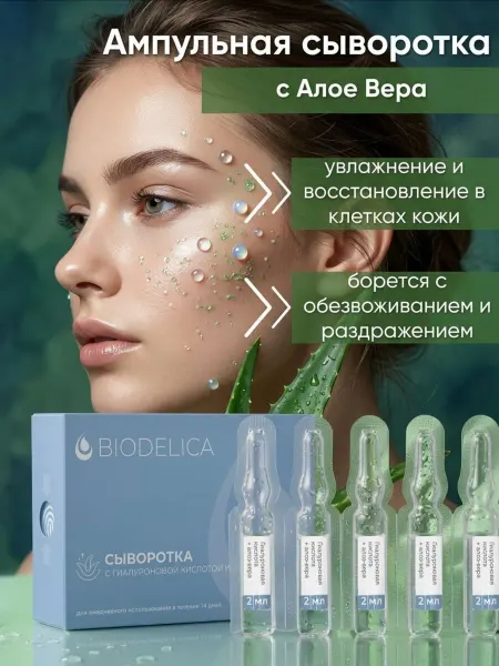 Biodelica Сыворотка для лица увлажняющая с Алое Вера