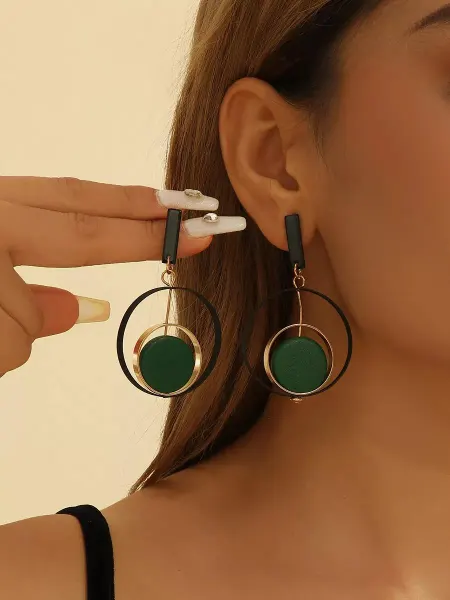 Artilady Серьги длинныезеленые с подвеской бижутерия