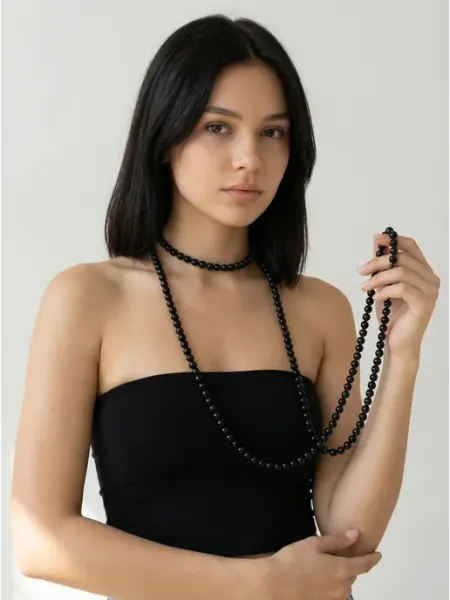 Glamia Бусы черные длинные