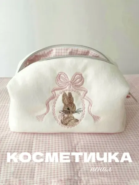 Rosy Touch Косметичка плюшевая женская пенал с зайцем