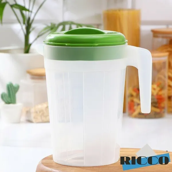 Кувшин с крышкой RICCO, 2,5 л, 20х14,5х22 см, цвет зеленый, пластиковый графин