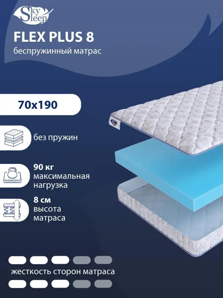 SkySleep Матрас 70x190 на кровать беспружинный ортопедический, рулон