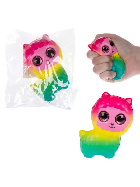 1TOY Антистресс игрушка для рук сквиш радужная лама альпака