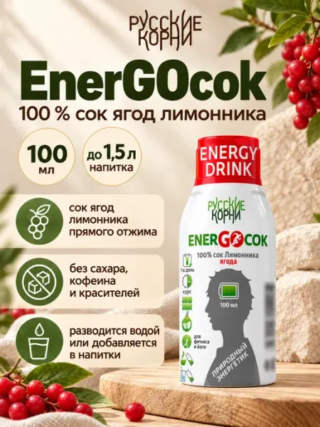 Русские корни EnerGOcok сок лимонника натуральный энергетик