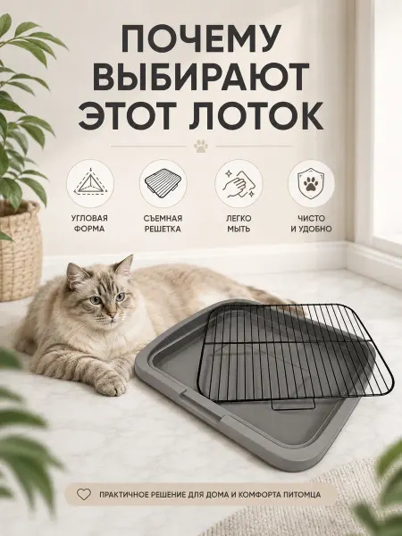 Туалет лоток для собак с сеткой под пеленку 50*40*5см