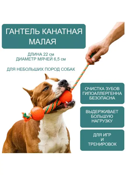 DOGLIKE Игрушка гантель канатная цветная для собак Доглайк