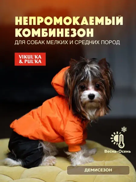 VIKUL’KA&PUL’KA Теплый комбинезон для собак маленьких пород непромокаемый