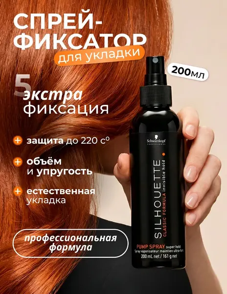 Жидкий лак для волос Schwarzkopf Professional Silhouette Super Hold сильная фиксация, 200 мл