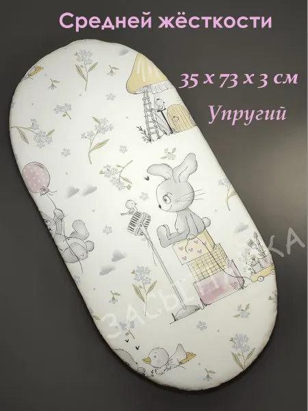 ЗАСЫПАЙКА Матрас в коляску-люльку для новорожденных 73х35х3 см