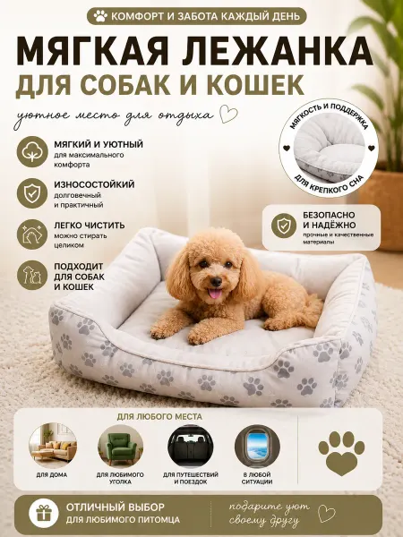 Лежанка для кошек и собак 75 см