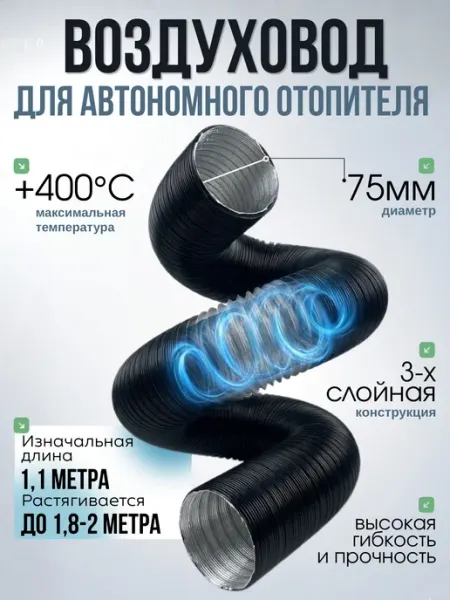 Воздуховод для автономного отопителя гофра 75 мм