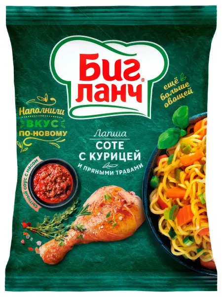 Лапша Биг Ланч с тушеной курицей и луком, 75 г