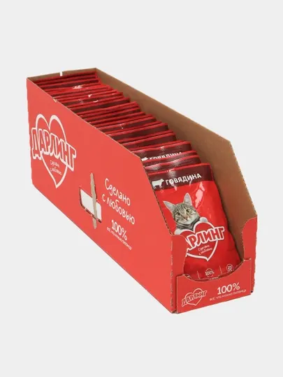 Влажный корм Darling, для кошек, с говядиной в соусе, 75 г х 26 шт