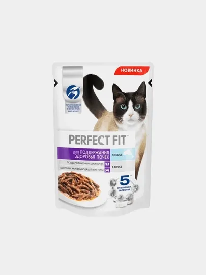 Пауч Perfect Fit для поддержания здоровья почек с лососем в соусе, 75 г 5шт