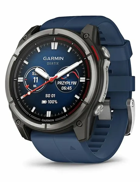 Умные часы Garmin QUATIX 8, 47 mm, Titanium/Captain Blue (010-02904-51)