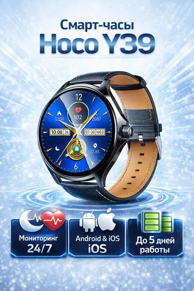Hoco Умные часы, смарт-часы Hoco Y39 Smart watch Call Version черные