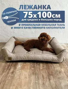 Лежанка для собак средних и крупных пород 75х100см со съемным чехлом, из велюра