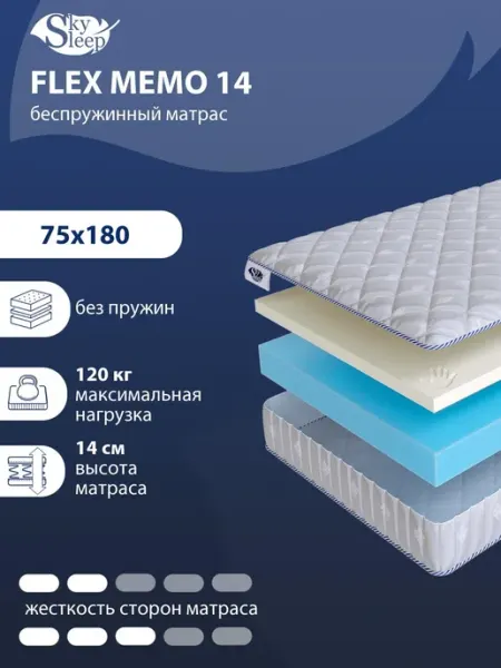 SkySleep Матрас 75x180 ортопедический беспружинный на кровать