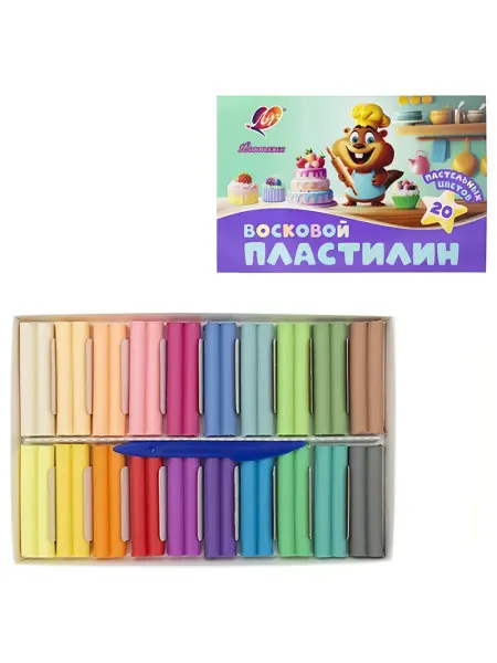 Луч (канцтовары) Пластилин " Луч " Фантазия 20цв 300г, пастельные цвета
