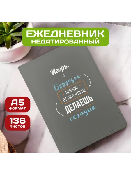 PICHSHOP Ежедневник недатированный мужской планер с именем Игорь