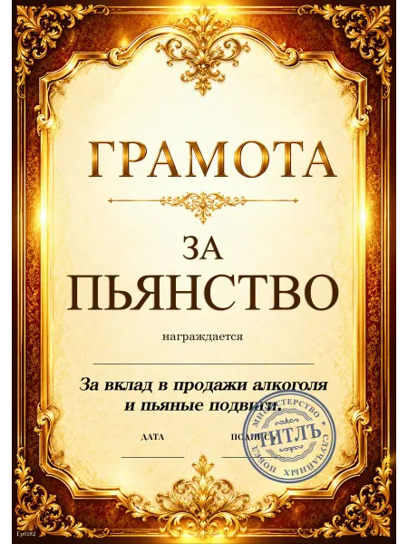 ТИТЛЪ Сувенирный диплом с веселой надписью