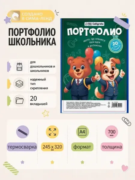 Пластиковая папка для портфолио с вкладышами