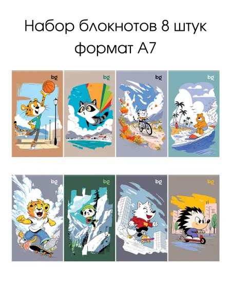 BG Мини блокнот для мальчика набор 8 штук