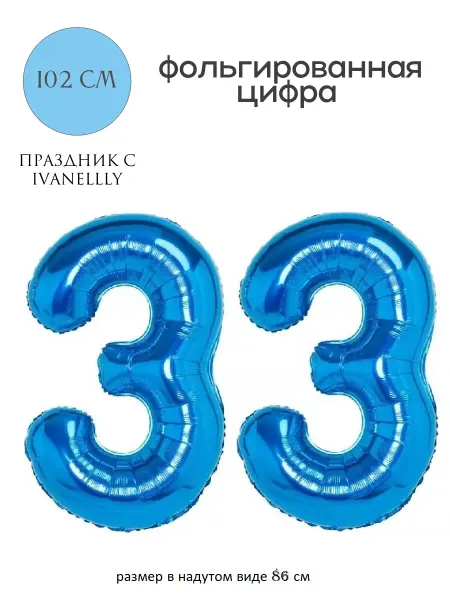 Ivanellly Фольгированная цифра воздушный шар для фотозоны на 33 года