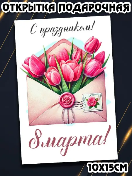 Podarkez Открытка 8 марта с конвертом маленькая