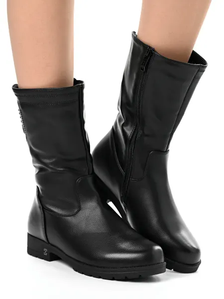 BESMODA SHOES Сапоги женские кожаные демисезонные на небольшом каблуке