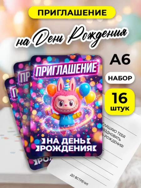 MAJIVVI HOME Пригласительные на день рождения Лабубу, Labubu