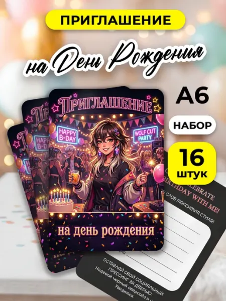MAJIVVI HOME Пригласительные на день рождения неоновая вечеринка
