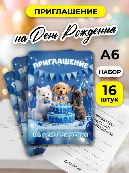 MAJIVVI HOME Пригласительные на день рождения щенки собачки