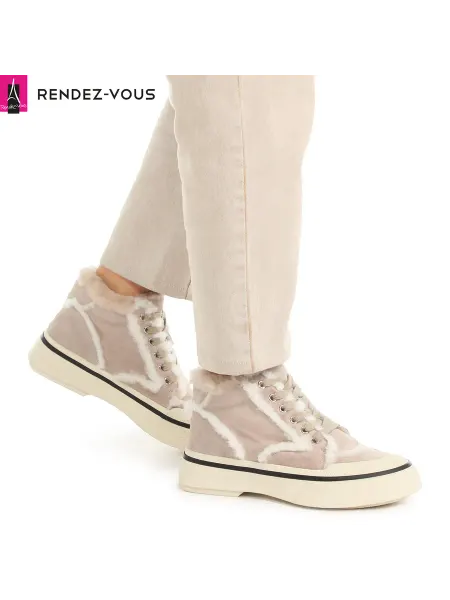 Tendance Кеды высокие зимние замшевые с мехом