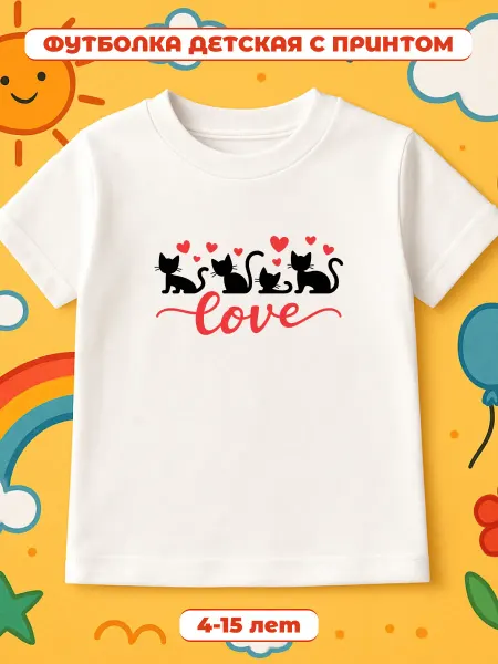 Футболка для девочек с принтом Love