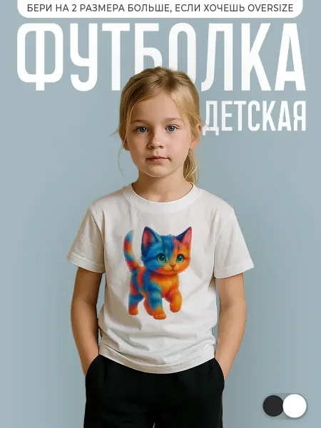 КОМБО Футболка детская с принтом котенок