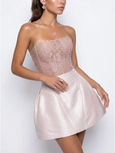 7DRESSES Корсет розовый кружевной с юбкой
