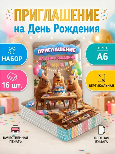 StickerHouse Natali Pank Пригласительные на день рождения капибара